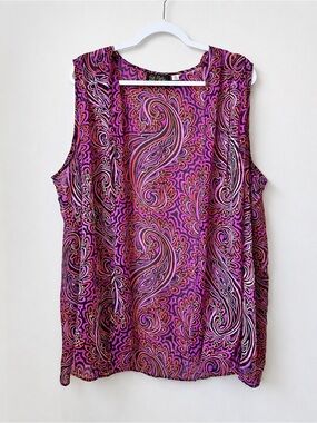 Bob Mackie Wearable Art Paisley Open Front Vest Top – Size 2X